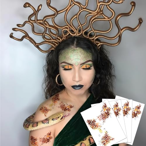 Halloween Decoration Snake Tattoo Temporary Tattoo Stickers Waterproof Fake Tattoos for Halloween Cosplay Costume Makeup Supplies