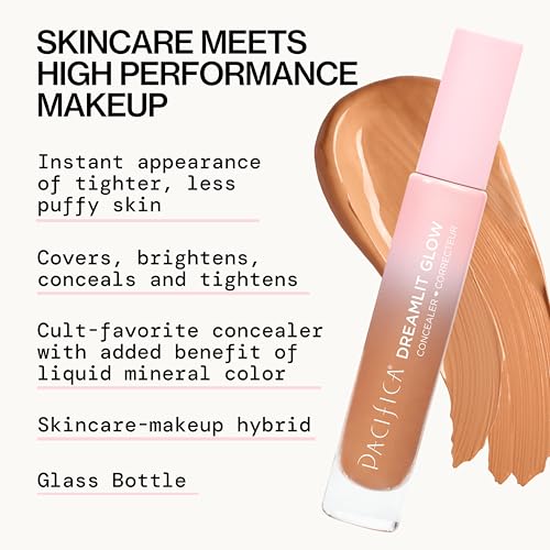 Pacifica Concealer ? DreamLit Glow Full Coverage Concealer with Squalane for Dark Circles & Dark Spot Correction, Lightweight & Long-Lasting, Vegan & Cruelty-Free, Shade 09 (Warm Honey)