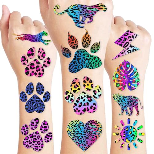 96PCS Cheetah Print Temporary Tattoos Pre-Cut | Jungle Safari Birthday Party Supplies, Cheetah Stickers for Kids Boys Girls, Fun Favors, Decorations, Classroom Prizes & Gifts