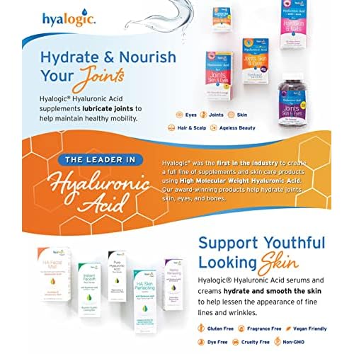 Hyalogic Pure Hyaluronic Acid Serum for Face - Hydrating, Non-Greasy, Fragrance-Free, 0.47 Ounce