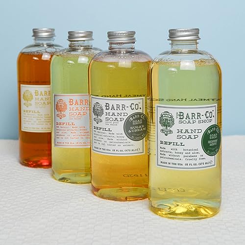 BARR-CO. Sugar & Cream Hand Soap Refill ? Sweet Cream, Coconut & Sugar Scent, Natural Liquid Soap for Bathroom & Kitchen, Vegan, Moisturizing, 16 fl oz