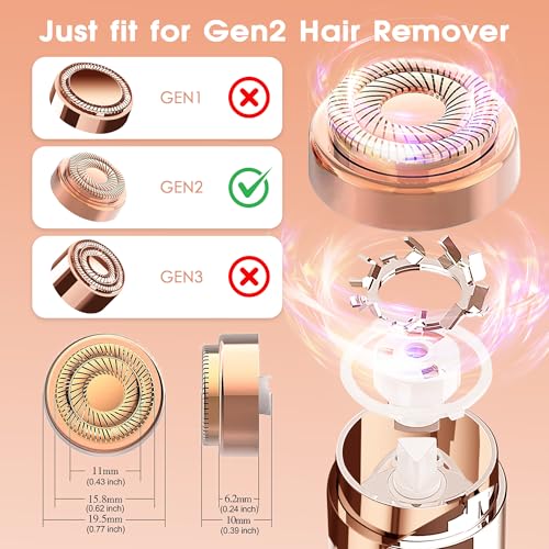 Replacement Heads for Flawless Facial Hair Remover, Replacement Blades for Finishing Touch Flawless Hair Removal Gen 2, 6 Count 18k Gold Heads with Storage Bag