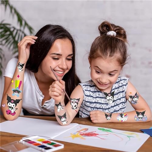 kingmagnate 40pcs Temporary Tattoos for Kids,Kuomi Party Favors Fake Tattoos Stickers,Kawaii Birthday Party Supplies,Birthday Decorations Party Game Activities Reward Gifts (Klm)