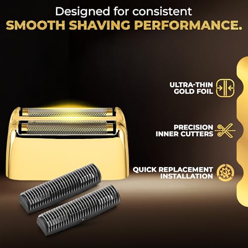 2 Pack Shaver Replacement Foil Compatible with Babyl*ss FXFS2G/FXFS2, Shaver Foil Replacement for Superior Shaving (Gold)