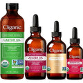 Cliganic Organic Carrier Oils Quad: Castor, Jojoba, Argan & Rosehip