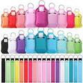Patelai 54 Pcs Hand Sanitizer Holder Keychain Wristlet Set 1oz Empty Travel Bottle Refillable Bottle Portable Keychain Holder