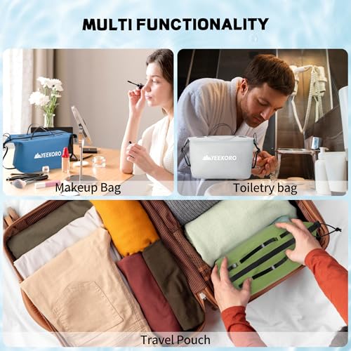 Waterproof Toiletry Bag for Travel, Zipper Styles, 40D Nylon Toiletry Organizer Bags with Shoulder Straps for Men Women, Travel Accessories£¨2 PACK,Grey