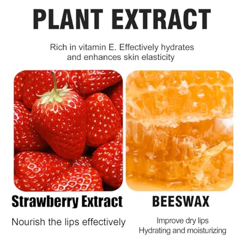 4PCS Strawberry & Honey Lip Balm, Hydrating Lip Propolis Sleeping Lip Mask, Moisturizing & Prevention Dry and Cracked Lip Scrubs Exfoliator, Lip Repair Nourishes the Lip Skin