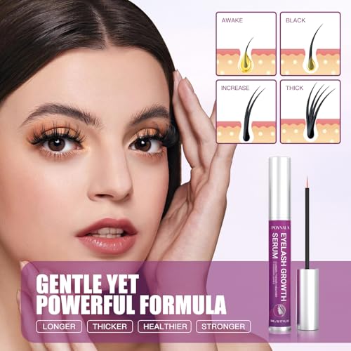 Premium Eyelash Growth Serum - Lash Enhancing Serum with Advanced Formula to Boost Longer Fuller and Thicker Looking Lashes - Vegan & Cruelty - Free Treatment 5mL 0.17 Fl Oz