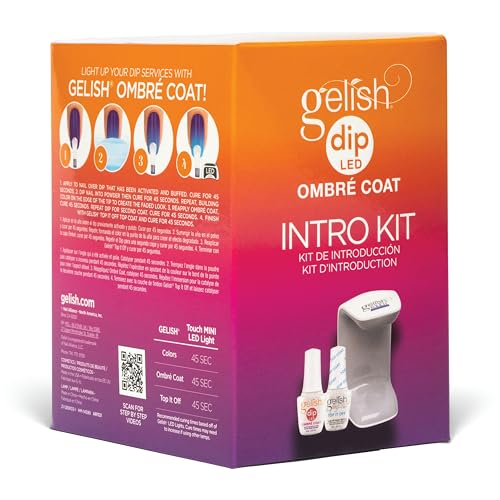 Gelish Ombre Coat Intro Kit ? LED Light, Top Coat & Sealer ? Easy DIY or Salon Use, Long-Lasting Dip Powder Nail Kit, Fast Curing, No Mess Application, Professional Nail Kit