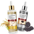 Black Rice Exfoliant+Rice Ampoule Exfoliant,Exfoliating Face Scrub & Body Scrub Dead Skin Cells Blackheads Remover For All Skin Types Korean Skin Care 100ml