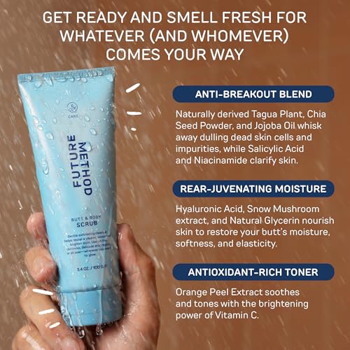 Body Scrub Exfoliating Cleanser - Butt Scrub with Hyaluronic Acid, Jojoba Oil, & Vitamin C - Clarifying & Hydrating Butt Exfoliator, 3.04 oz (Pack of 1)