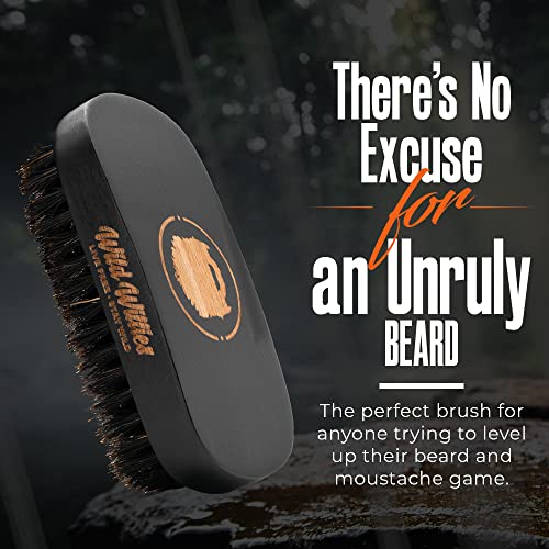 Wild Willies Natural Boar Bristle Brush for Hair & Beard - Multipurpose Boar Bristle Hair Brush for Grooming Slick Back Hair, Beard, and Mustache - Travel Size Beard & Hair Brush for Men