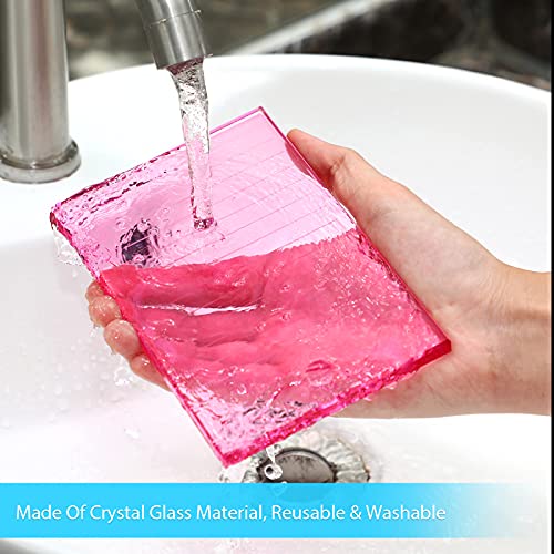 Maitys Eyelash Crystal Pallet Eyelash Extension Pallet Bigger Size Glass False Lash Tray Strip Adhesive Glue Holder(5.9 x 3.94 x 0.31 Inch,Pink)