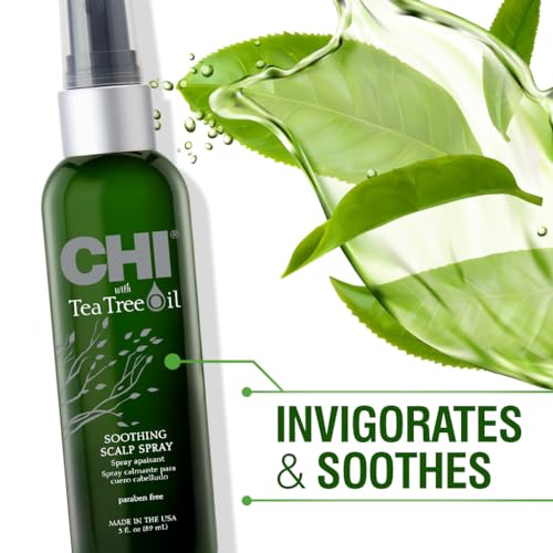 CHI Tea Tree Oil Soothing Scalp Spray, Moisturizing Spray For Relieving Irritation & Itching, Sulfate, Paraben, & Cruelty-Free, 3 Oz