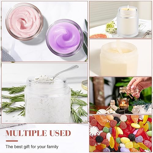 Furnido 6 Pack 8 oz Frosted White Round Glass Jars,Empty Glass Cosmetic Jars with Rose-Golden Lids,Inner Liners for Lotion,Powders,Ointments,Body Butter,Candle Making