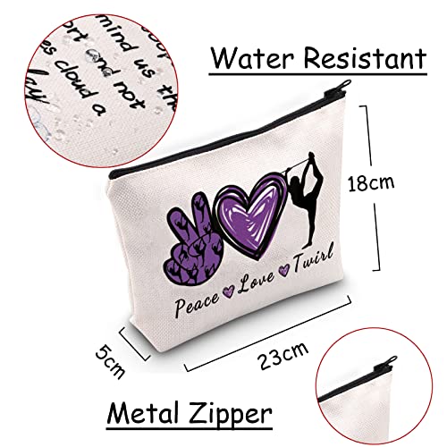 JXGZSO Baton Twirling Gift Peace Love Twirl Cosmetic Bag Baton Gifts For Women Baton Gymnast Makeup Bag Twirling Lover Gift