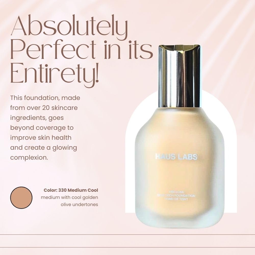 HAUS LABS BY LADY GAGA Triclone Skin Tech Medium Coverage Foundation with Fermented Arnica 330 Medium Cool