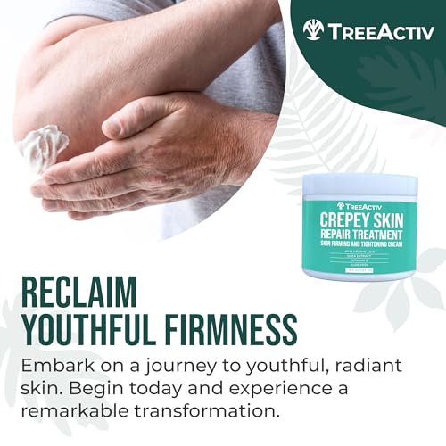 TreeActiv Crepey Skin Repair Cream, 2-Pack, Firming Cream For Face and Neck, Skin Firming and Tightening Lotion with Hyaluronic Acid, Designed to Hydrate Dry, Crepey-Looking Areas, 1000+ Uses