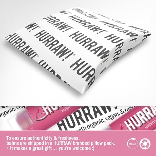 Hurraw! Watermelon Lip Balm: Organic, Certified Vegan, Cruelty and Gluten Free. Non-GMO, 100% Natural Ingredients. Bee, Shea, Soy and Palm Free. Made in USA