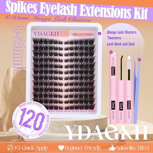 Fairy Lash Clusters Kit Fox Eye Cluster Eyelash Extensions Kit Natural Eyelash Clusters Kit Spiky Manga Wispy Cluster Lashes Cat Eye 8-20mm DIY Individual Lash Extension 144Pcs by YDAGKH