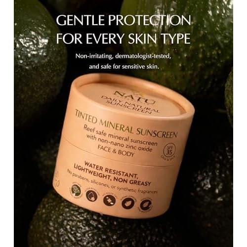 NAT? BOTANICALS Tinted Mineral Face and Body Sunscreen SPF 35 - Mineral Zinc Oxide Sunblock Lotion - Broad-Spectrum UVA & UVB Protection - Lightweight & Gentle for Sensitive Skin - Reef Safe
