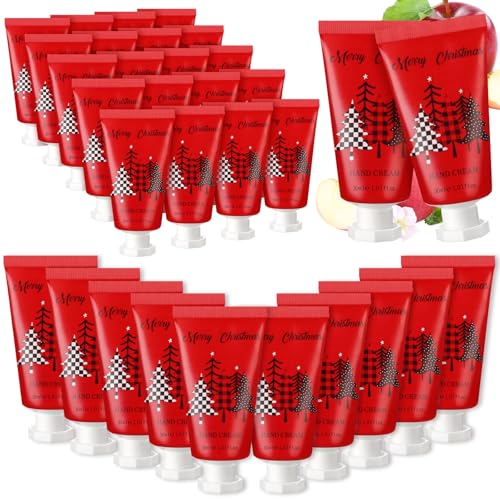 30 Pcs Holiday Hand Cream Bulk Winter Gifts for Women Christmas Party Favors Mini Hand Lotion Set 1.1 Fl oz Travel Size for Dry Skin Women Mom Coworkers(Tree)