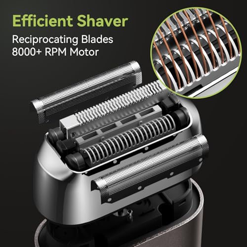 KEMEI Hair Trimmer for Men, Professional Hair Clippers Cordless Zero Gapped Trimmer with LCD Display Trimmers for Barbers with T Blade Beard Trimmers 3 Adjustable Speeds KM-1919 Silver