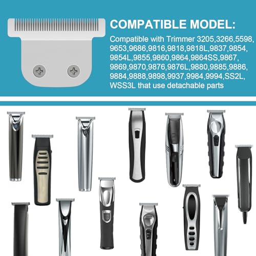 T-Blade Detachable Replacement blades Compatible with Wahl Trimmers 9864.9864SS.9686.9818A.9854L.9876L.9854 WSS3L.SS2L etc,2 PACK