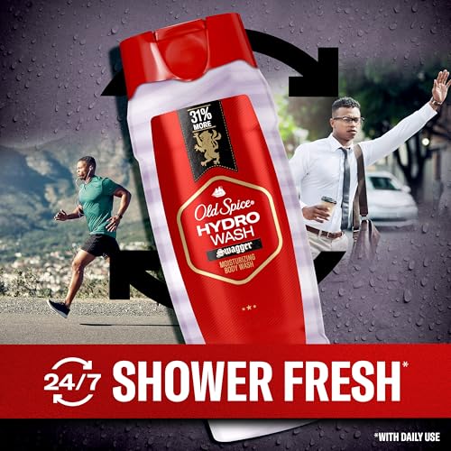 Old Spice Moisturizing Body Wash for Men, Hydro Wash, 2-in-1 Long Lasting Scent & Deep Hydration, 24/7 Shower Fresh, Swagger Scent, 21 oz (Pack of 2)