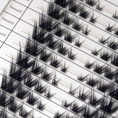 32 Pairs Cat Eye Individual Lashes Wispy Cat Eye Lashes DIY Lash Extensions 256pcs Clusters Lashes 8-16MM Fluffy Volume Eye Eyelashes Clusters