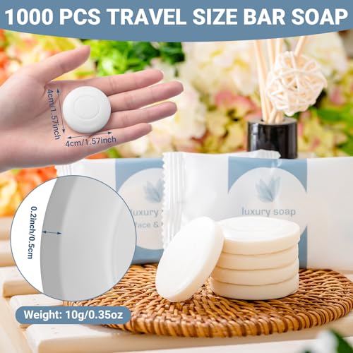 Kacctyen 600 Pcs 0.35oz Mini Bar Soap Bulk Individually Wrapped Bulk Hand Hotel Soap Bars Travel Size Toiletries for Guest Hotel Bathroom Vacation Rentals