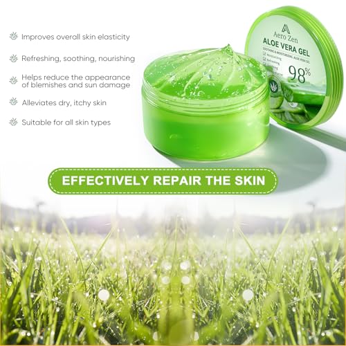 Organic Aloe Vera Gel for Face Made within 12 Hours of Harvest, 98% Pure Aloe Vera Gel for Skin, Scalp, & Hair, Soothing Aloe Face Moisturizer, Multipurpose Skin Care£¨20oz£©