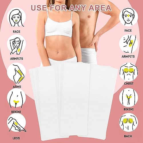 600-Count Non Woven Wax Strips, 2 Size Body and Facial Epilating Wax Strips Paper for Hair Removal, Beauty Waxing Strips for Leg Face Chest Back and Bikini