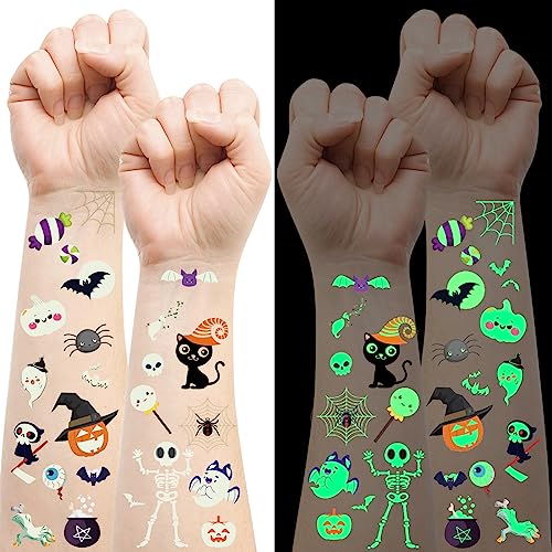216Pcs Glow Halloween Temporary Tattoos for Kids Goody Bag Stuffers Prizes Party Favors