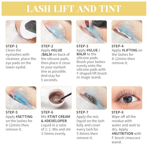 Lash Lift and Color Kit, Brow Lamination Kit with Color, DIY Eyelash Perm Curling for Voluminous Lashes and Brows, Home and Salon Use ? Libeauty