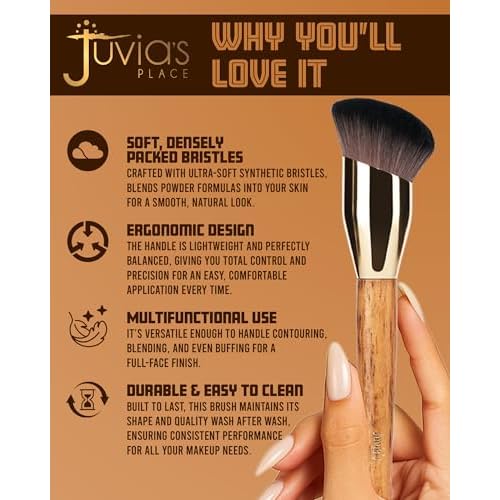 Juvia's Place BRONZED J302 Cream Foundation Brush - Dense Soft Bristles for Smooth Blending, Airbrushed Finish - Ergonomic Handle for Precision Contour - Foundation, Cream, Liquid & Mousse Formulas
