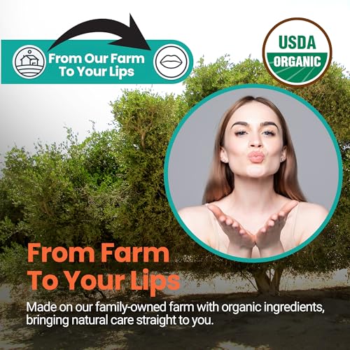 | USDA Organic Orange Lip Balm ? 70% Jojoba Oil with Beeswax ? Natural Orange Essential Oil ? Nourishes & Softens Dry Lips ? 2-Pack (0.15 oz / 4.6 g Each)