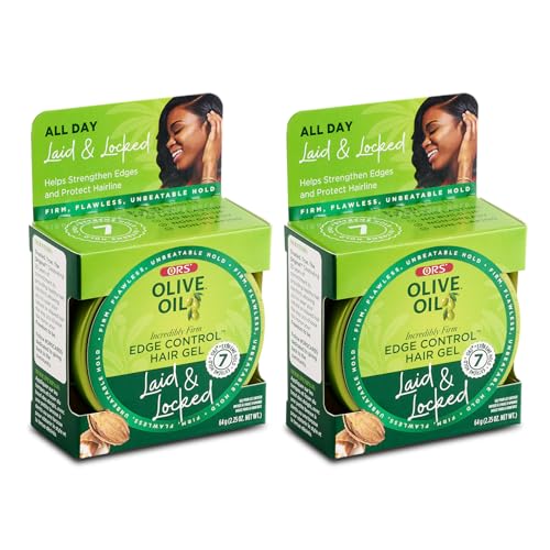 ORS Olive Oil Edge Control Hair Gel with Sweet Almond Oil for Strengthening 2.2 Ounces (Pack of 2)