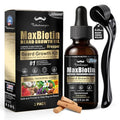 Biotin Beard Growth Kit for Men with Conditioning Oil and 0.25mm Massager Roller, Sandalwood Serum with Castor and Jojoba Oil, Grooming Softer Thicker Healthier-Looking Mustache Beard Care