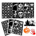 XMASIR 45Pcs Halloween Glitter Tattoo Stencil Kit for Kids,Halloween Pumpkin Stencils Temporary Tattoo Sticker Children Drawing Templates(3 Sheets)