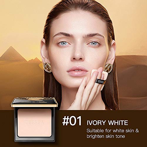 ZEESEA Pressed Powder The British Museum Egypt Series Long Lasting Oil Control Facial Finishing Brighten Setting Powder Multi-use Foundation (#01 Ivory White)
