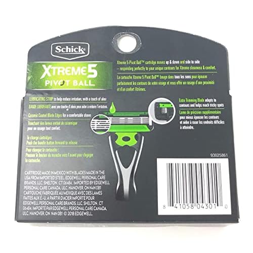 Premium Quality Xtreme 5 PivotBall Men's Razor Refills, 4 Count Box