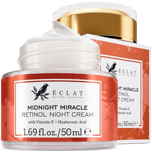 Eclat Skincare Retinol Night Cream + Hyaluronic Acid Cream Set - Retinol Moisturizer with Hyaluronic Acid + Ceramide & Vitamin B5 Hydrating Cream ? Anti Aging, Firming & Deep Moisture Duo 50 ml each