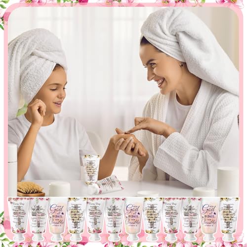 48 Pcs Christian Hand Cream Bulk Gifts for Women Bible Verse Mini Hand Lotion Scripture Travel Lotion for Dry Cracked Christian Religious Gifts Bulk for Mom Women Teacher Wedding Favors (Cross Style)