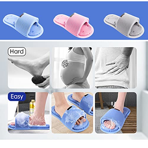 Shower Foot Scrubber - Soft Silicone Cleaner With Non-Slip Suction Cups, Exfoliating Dead Skin Massager Slipper to Improve Circulation & Soothe Tired Feet for Unisex Adults - 1pcs (Pink)