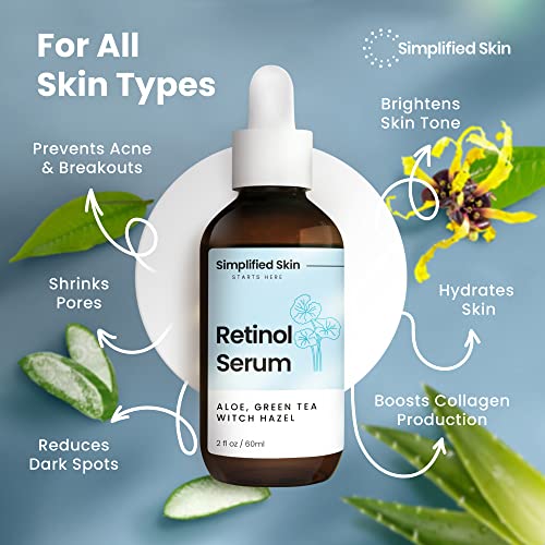 Simplified Skin Retinol Serum for Face ? 2.5% Retinol with Hyaluronic Acid ? for Acne Marks, Smoothing Fine Lines & Wrinkles ? Day & Night Anti-Aging Serum ? 2 Fl Oz