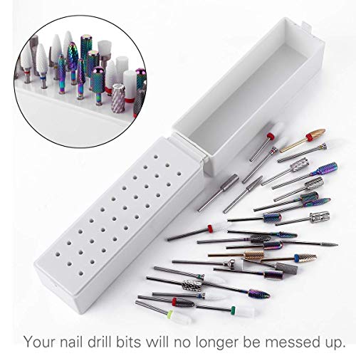 Makartt Nail Drill Bits Holder Dustproof Stand Displayer Bundle With MALORY 30000RPM Rechargeable Nail Drill Machine
