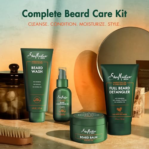 SheaMoisture Beard Kit for Men ??Beard Wash, Conditioning Beard Oil, Full Beard Detangler + Beard Balm with Shea Butter & Maracuja Oil, Gifts for Men (4 Piece Set)