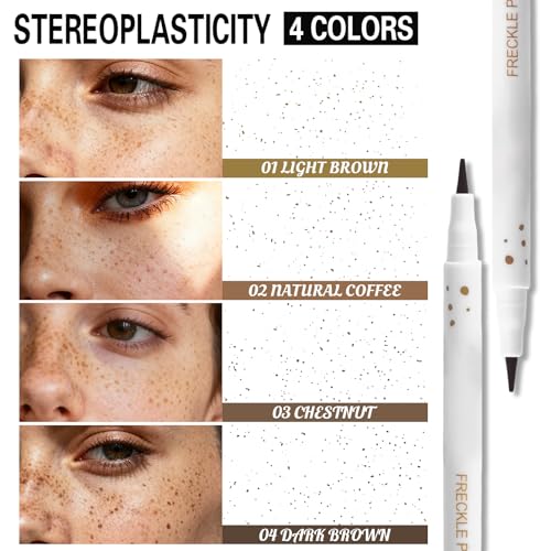 Freckle Pen Lifelike Natural Freckle Makeup 2PCS Long Lasting Waterproof & Smudge Proof Freckle Faux Looking Freckle Pencils - Chestnut + Dark Brown
